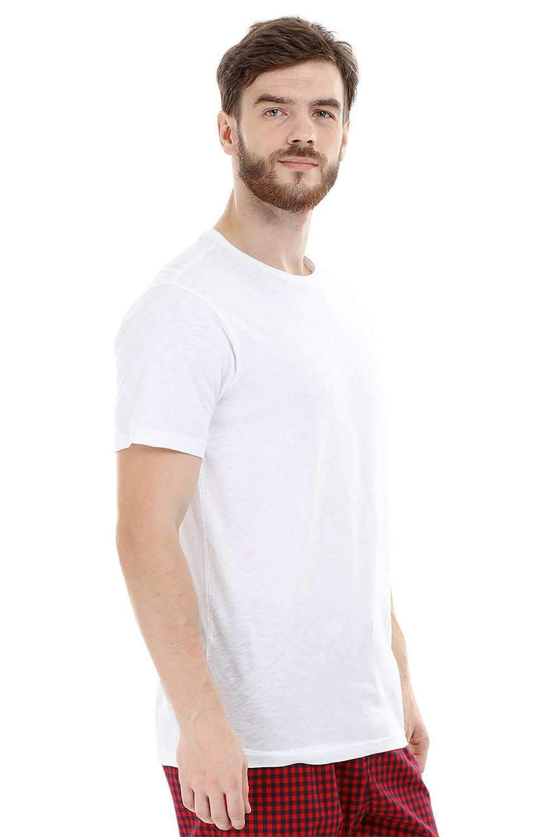 White Knit Crew Solid T-Shirt
