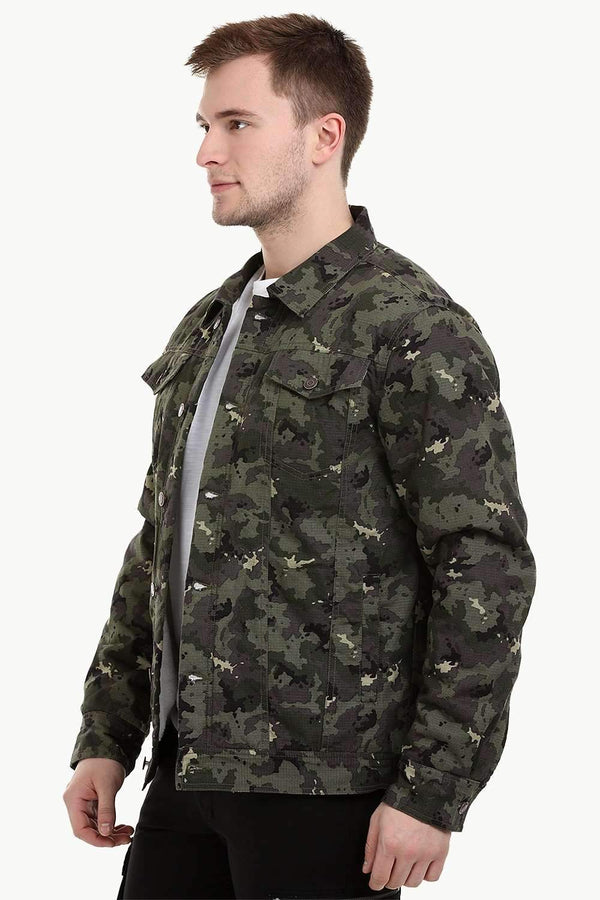 Men's Camo Print Sherpa Lined Jacket