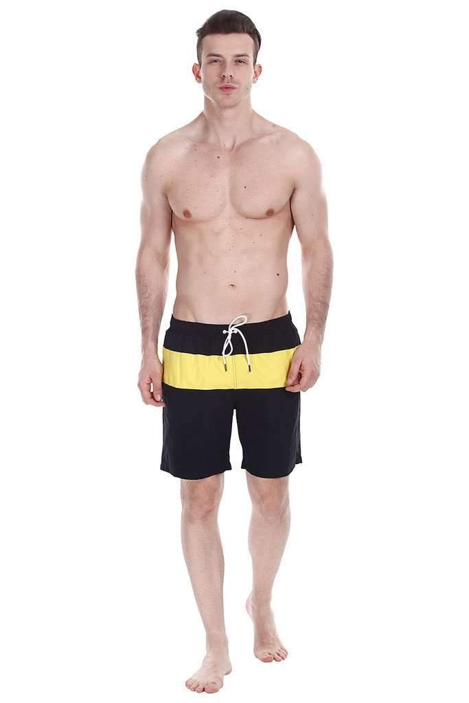 Contrast Color Block Quick Dry Nylon Swim Shorts