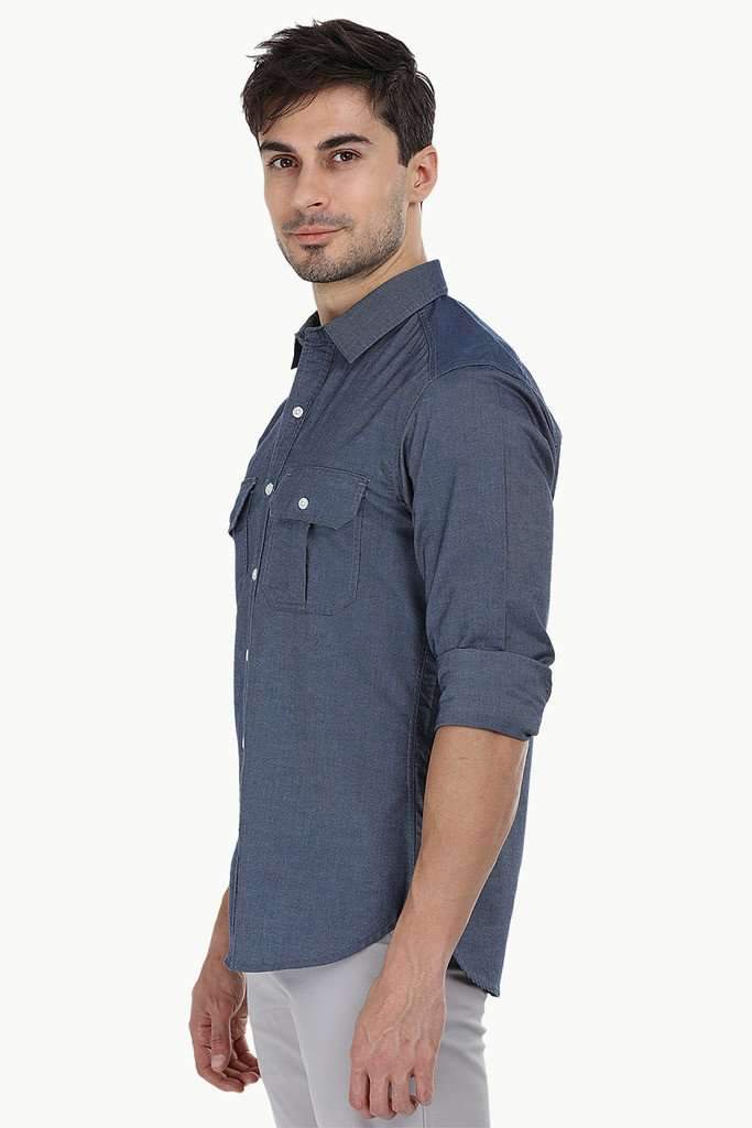 Shirt with Box Pleated Pockets