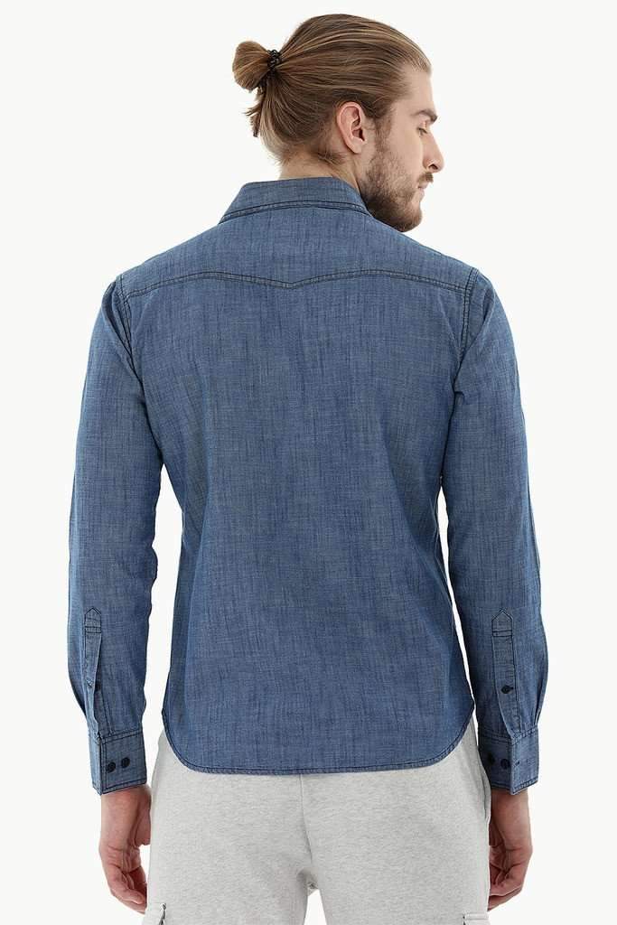 Denim Shirt with Bold Stitch