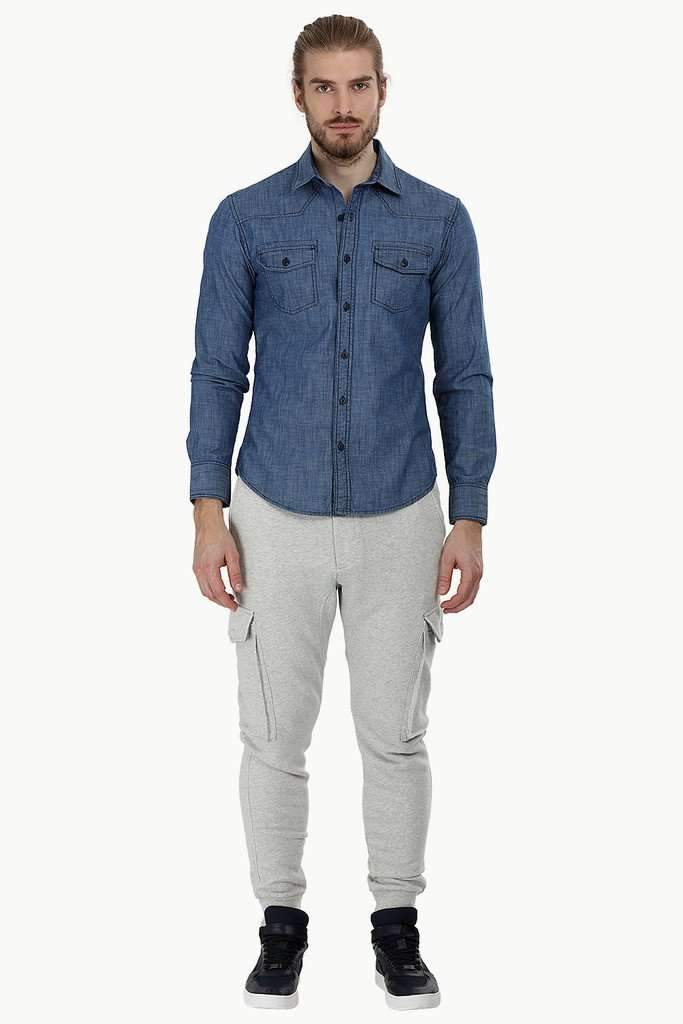 Denim Shirt with Bold Stitch