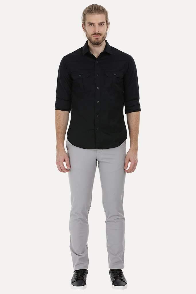 Shirt with Box Pleated Flap Pockets