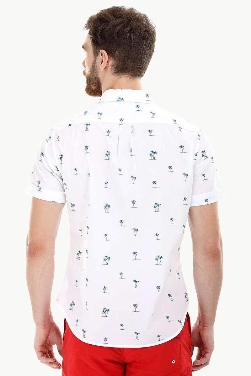 Palm Tree Print White Holida Shirt