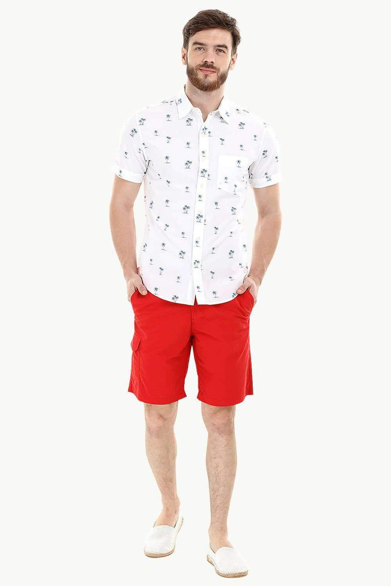 Palm Tree Print White Holida Shirt