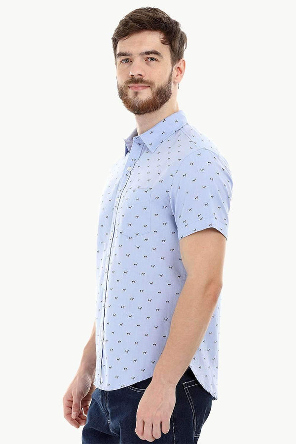 Blue Printed Oxford Summer Shirt