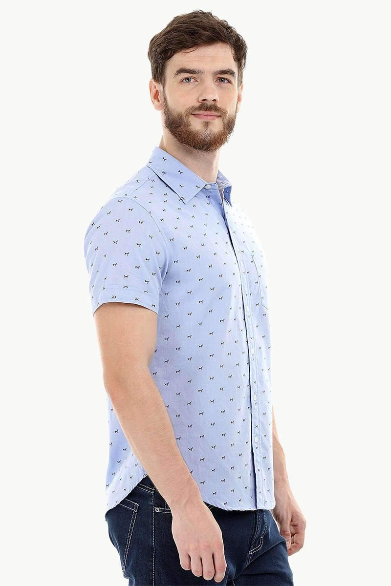 Blue Printed Oxford Summer Shirt