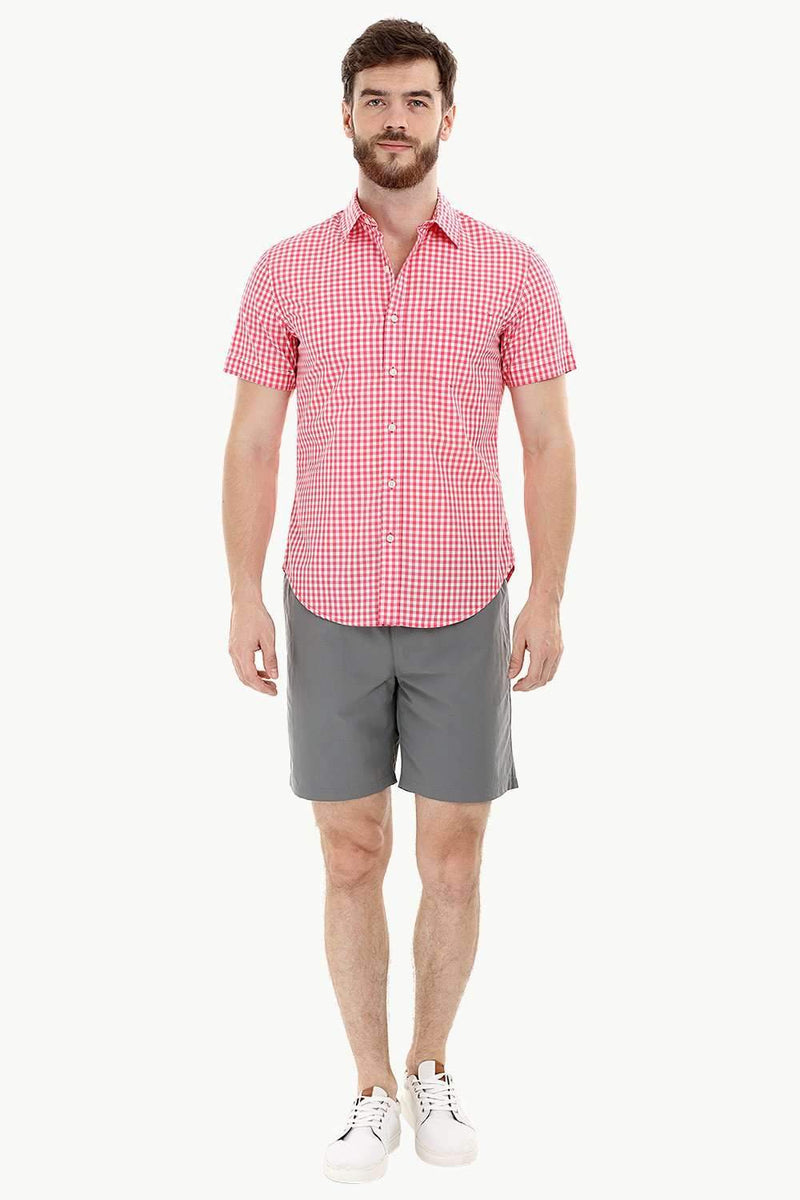 Red Gingham Check Summer Shirt