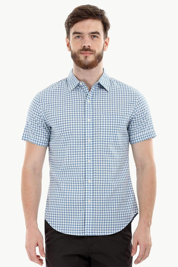 Baby Blue Gingham Check Shirt