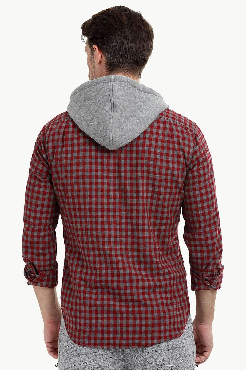 Men's Gingham Hooded Winter Shirt