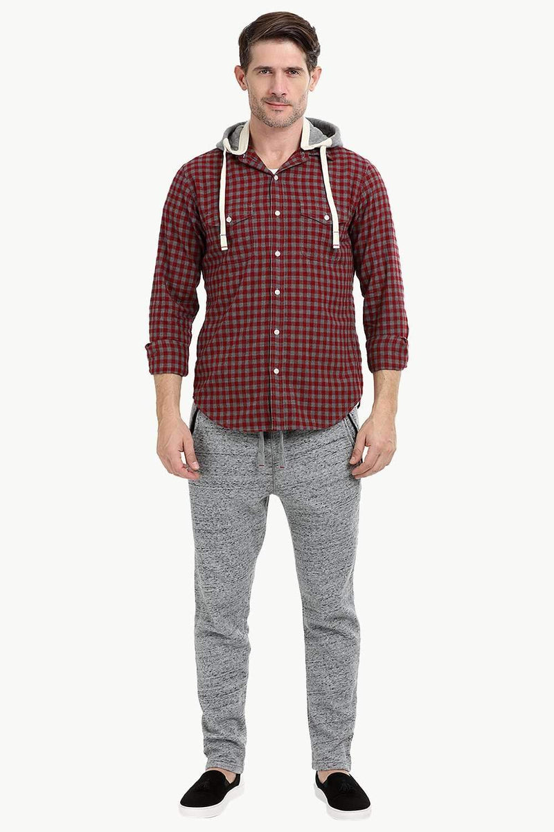 Men's Gingham Hooded Winter Shirt