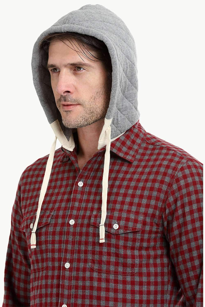 Men's Gingham Hooded Winter Shirt