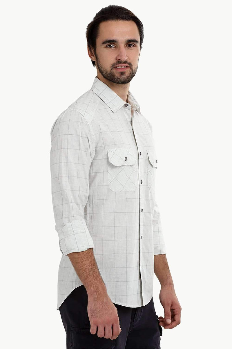 Men's White Light Check Shirt