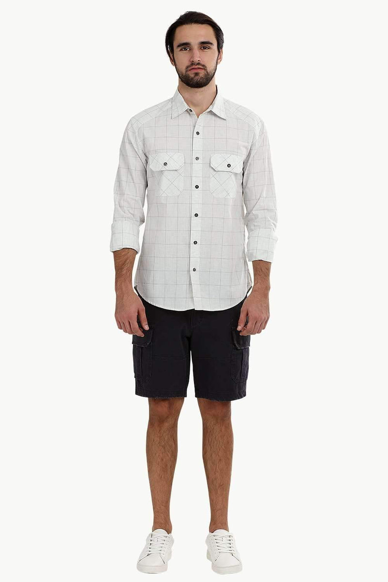 Men's White Light Check Shirt