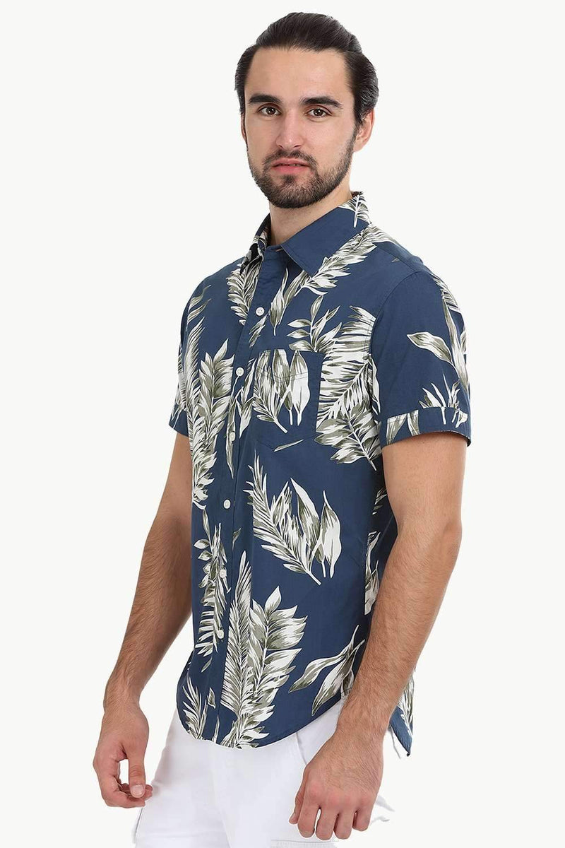 Men's Bold Leaf Print Summer Shirt