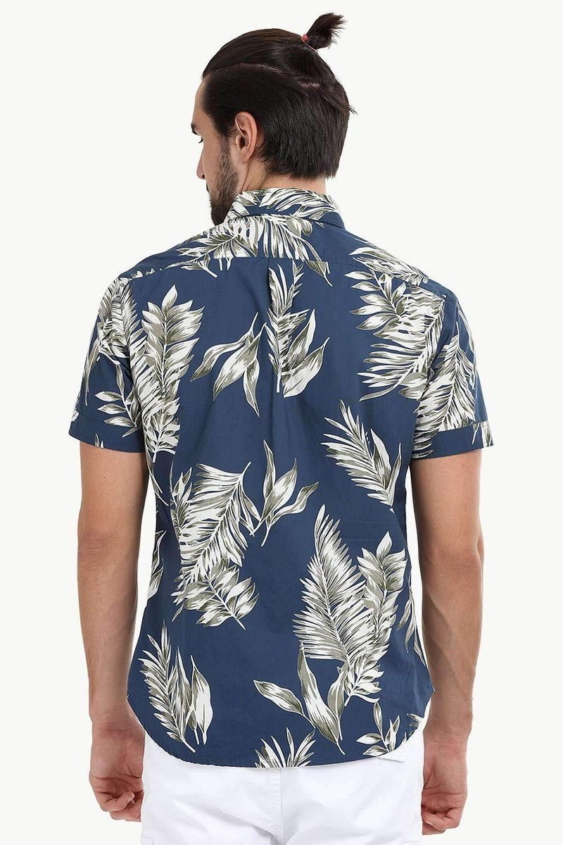 Men's Bold Leaf Print Summer Shirt