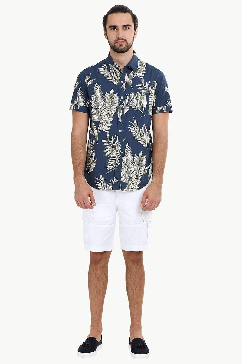 Men's Bold Leaf Print Summer Shirt