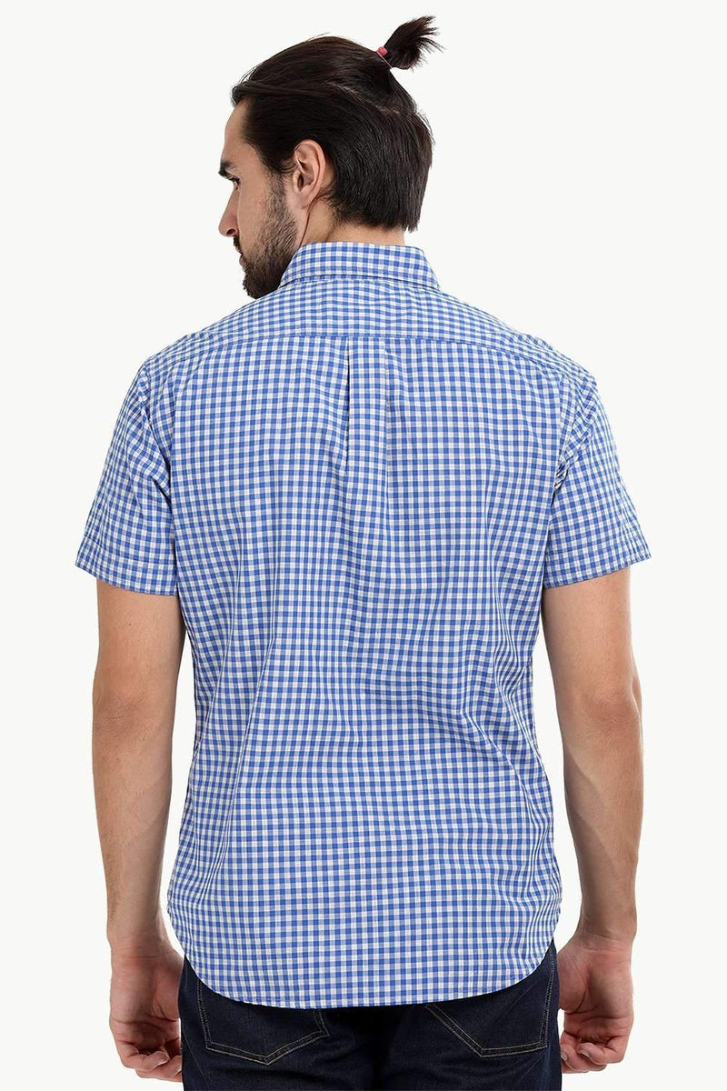 Men's Baby Blue Gingham Summer Shirt