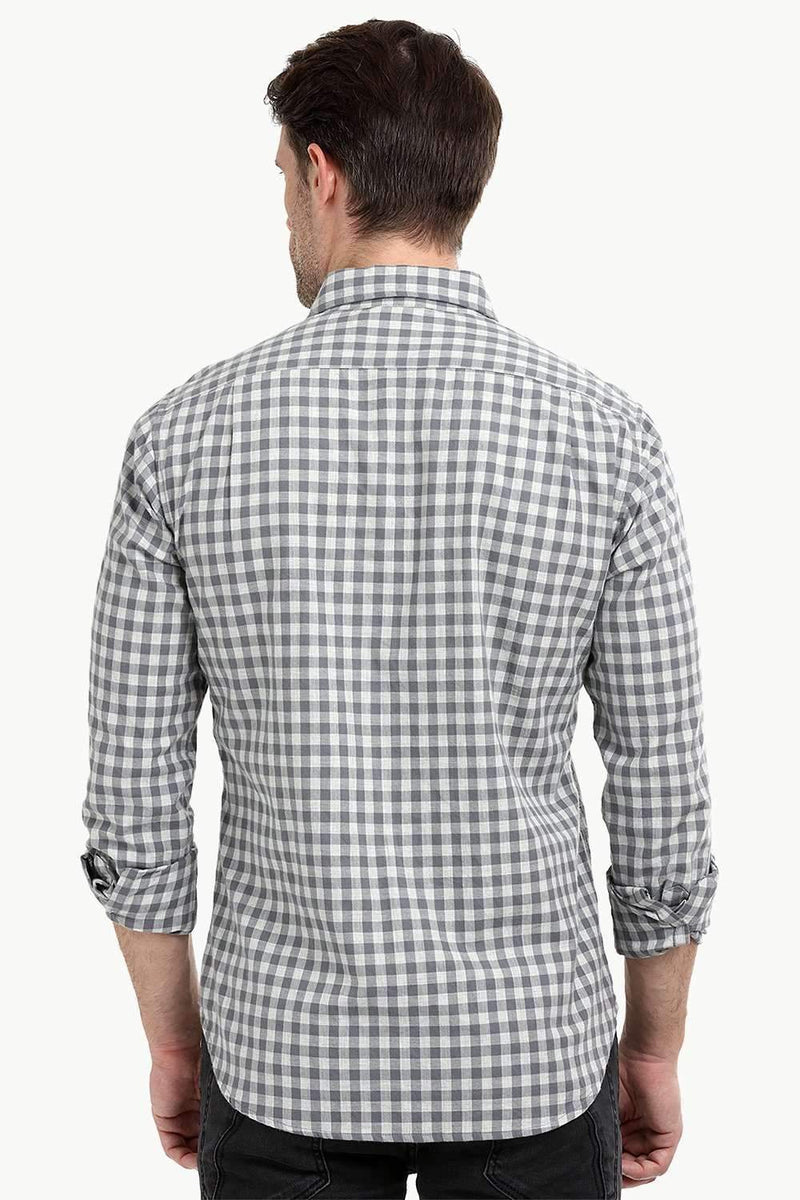 Men's Grey Gingham Check Shirt – brinell