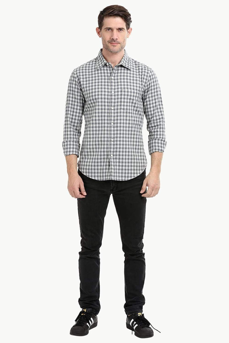 Men's Grey Gingham Check Shirt