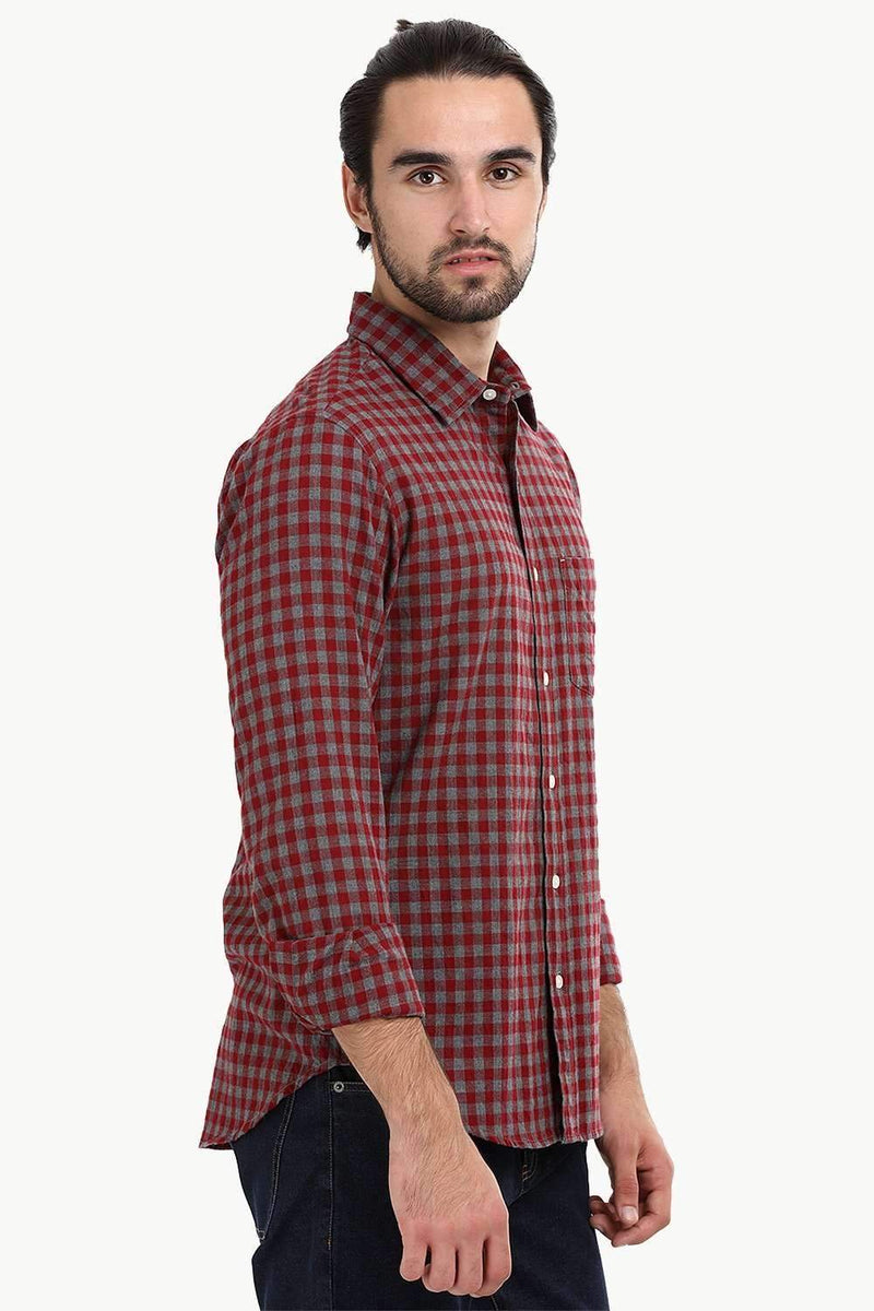 Men's Street Red Gingham Check Shirt