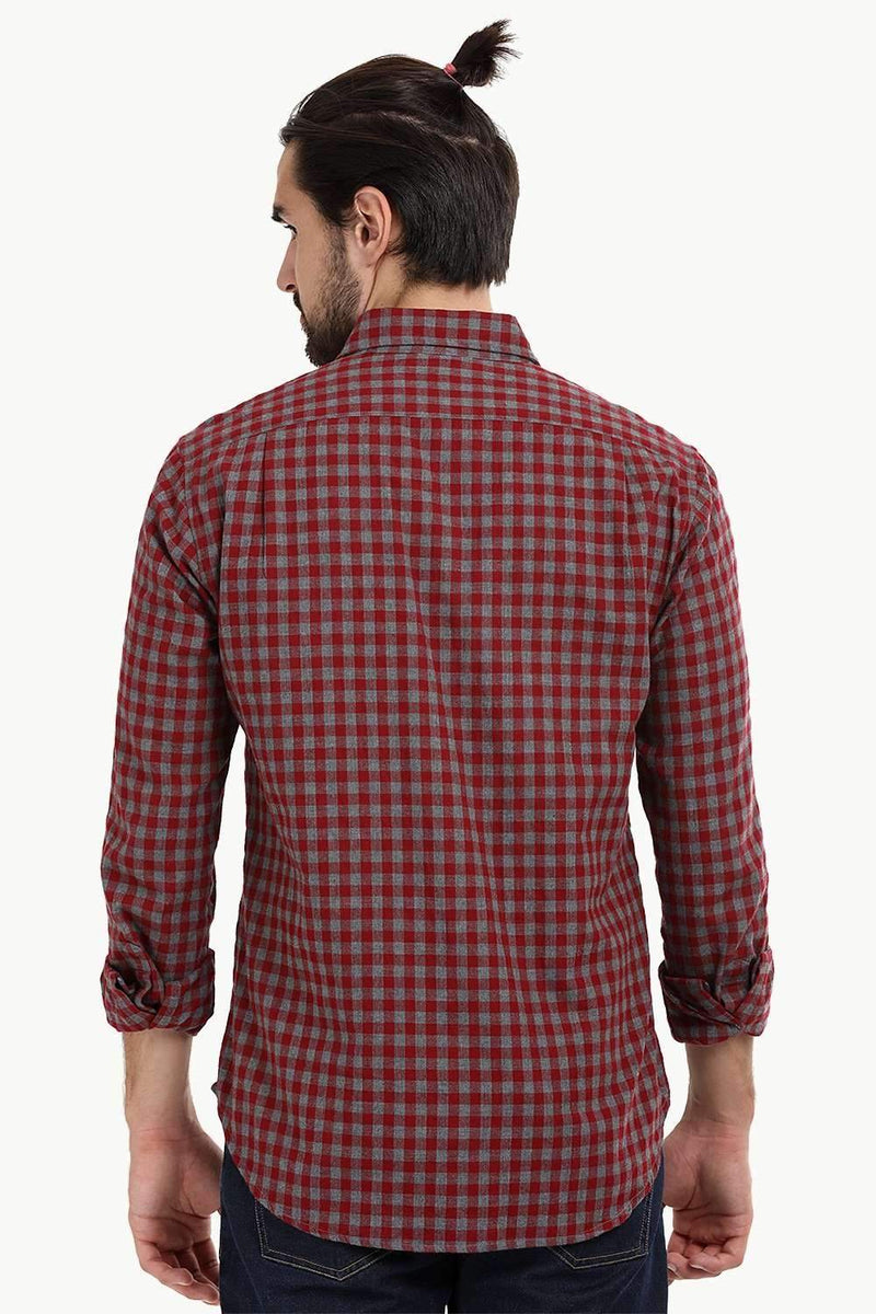 Men's Street Red Gingham Check Shirt