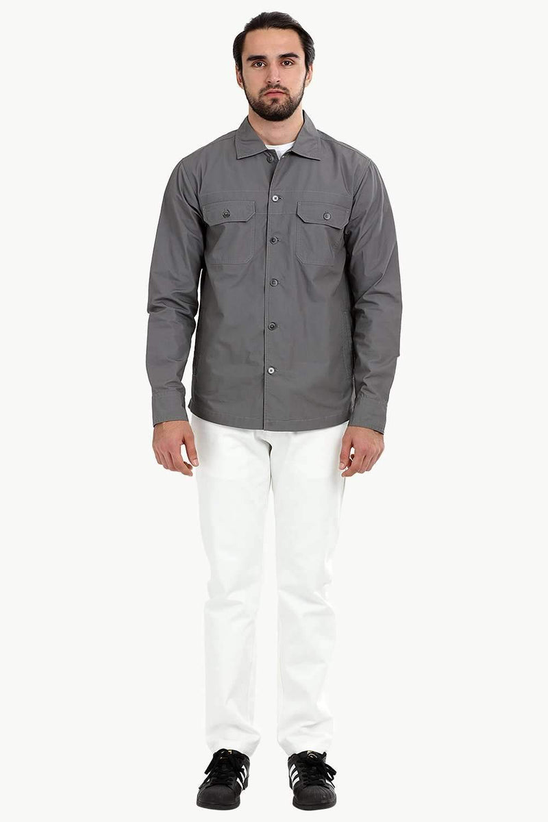 Men's Buttoned Stone Grey Shacket