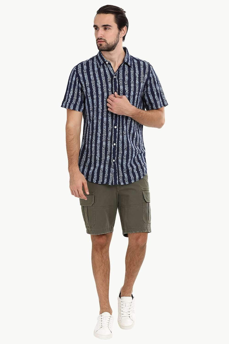 Men's Navy Tribal Print Knit Shirt