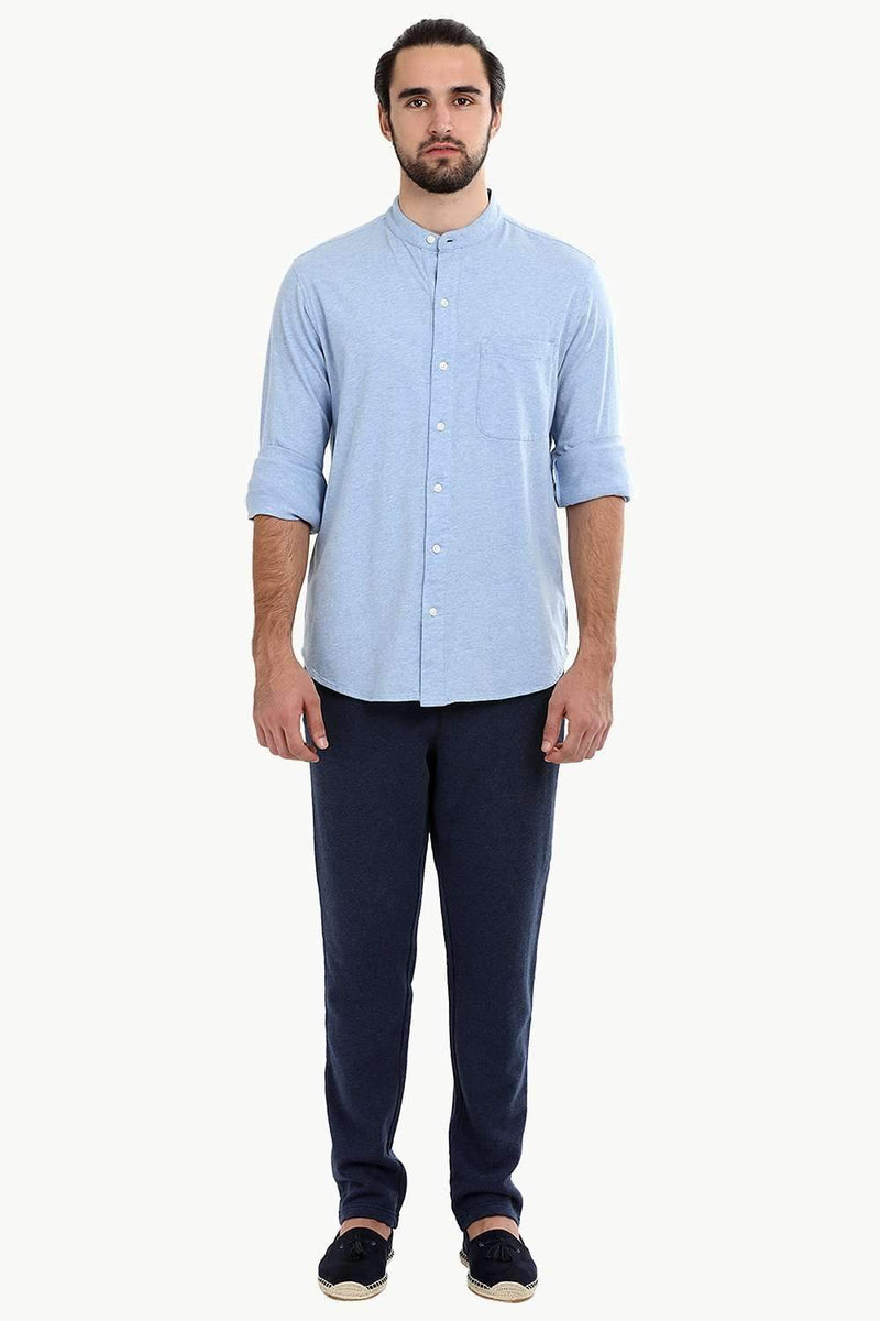 Men's Heather Baby Blue Knit Shirt