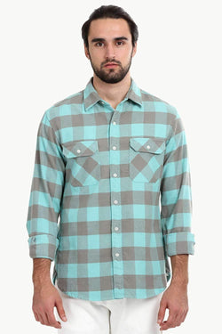 Men's Mint Green Flannel Check Shirt
