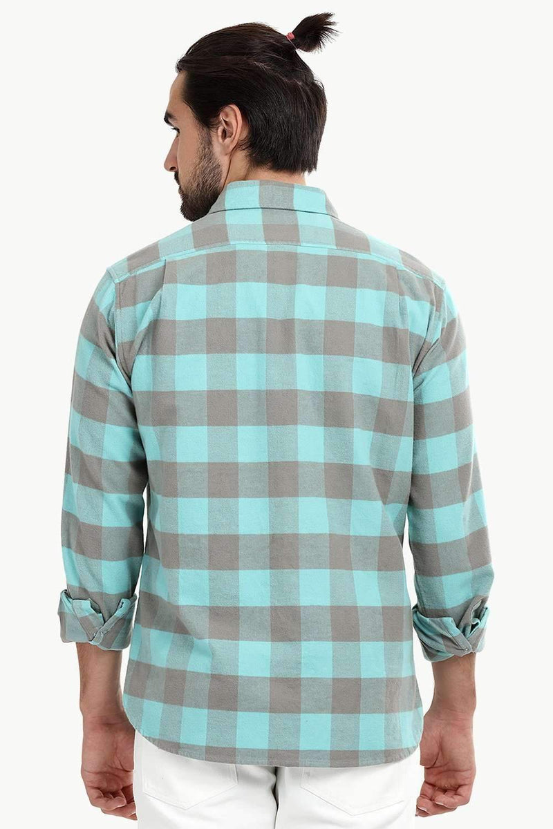Men's Mint Green Flannel Check Shirt