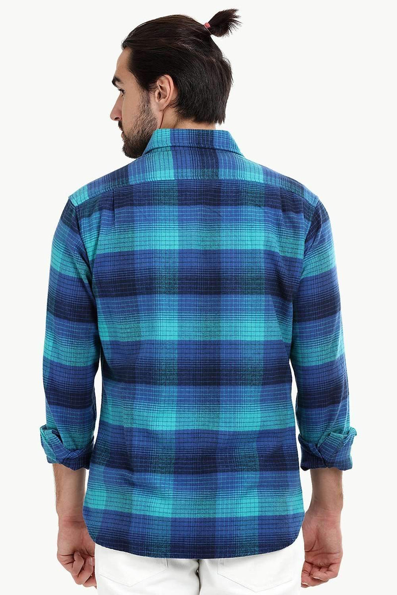 Men's Mint Blue Flannel Check Shirt
