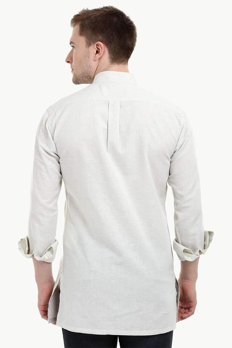 Men's Nehru Collar Short Linen Beige Kurta