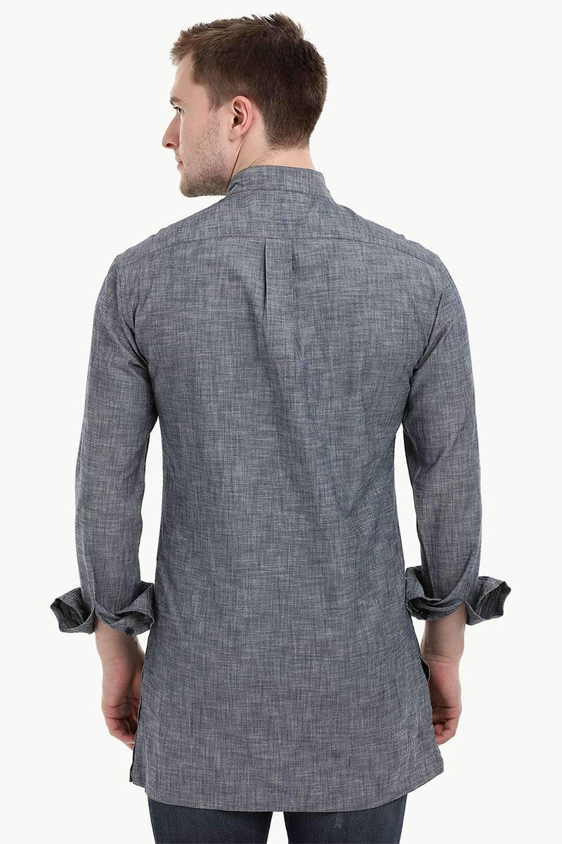 Men's Nehru Collar Short Denim Kurta