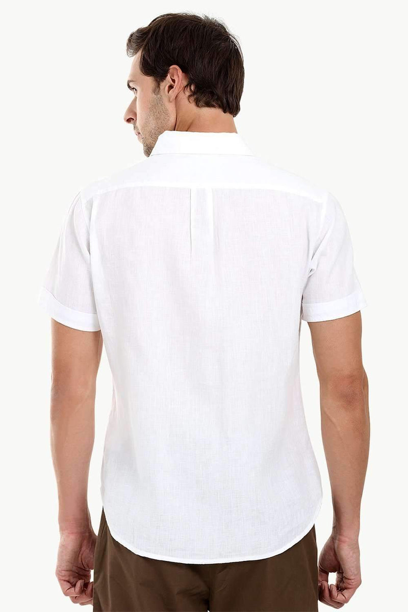 Men's White Linen Short Sleeves Shirt