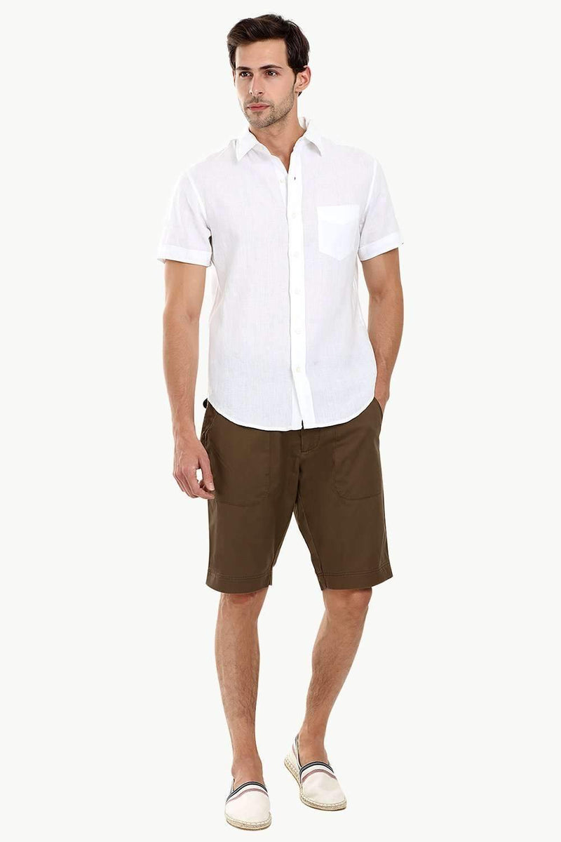 Men's White Linen Short Sleeves Shirt