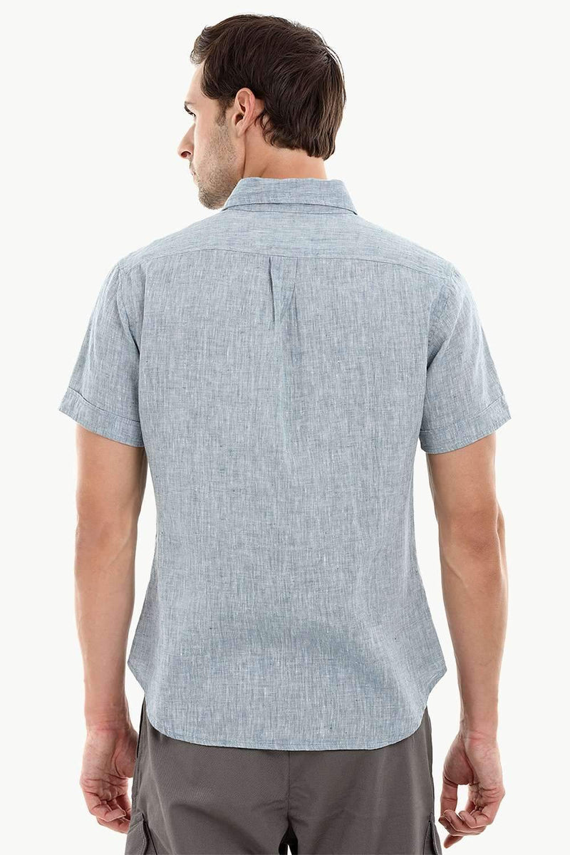 Men's Indigo Linen Short Sleeves Shirt
