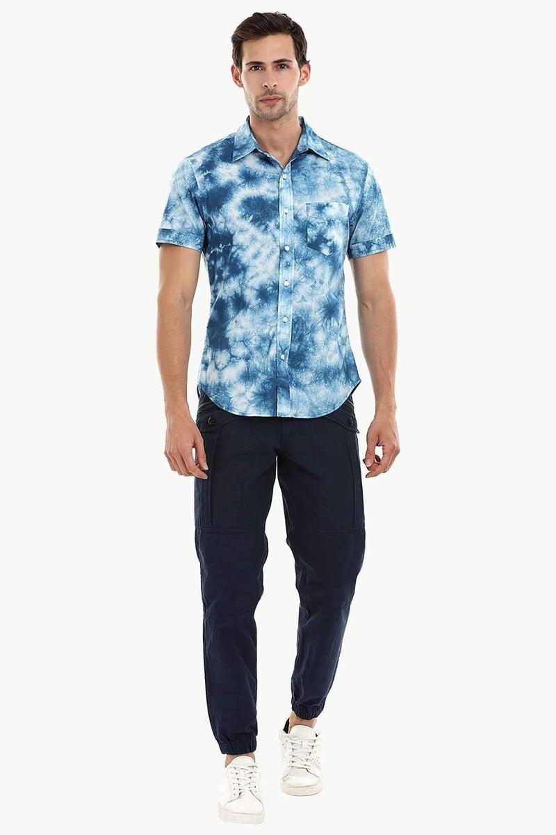 Men's Navy Tie Dye Summer Shirt
