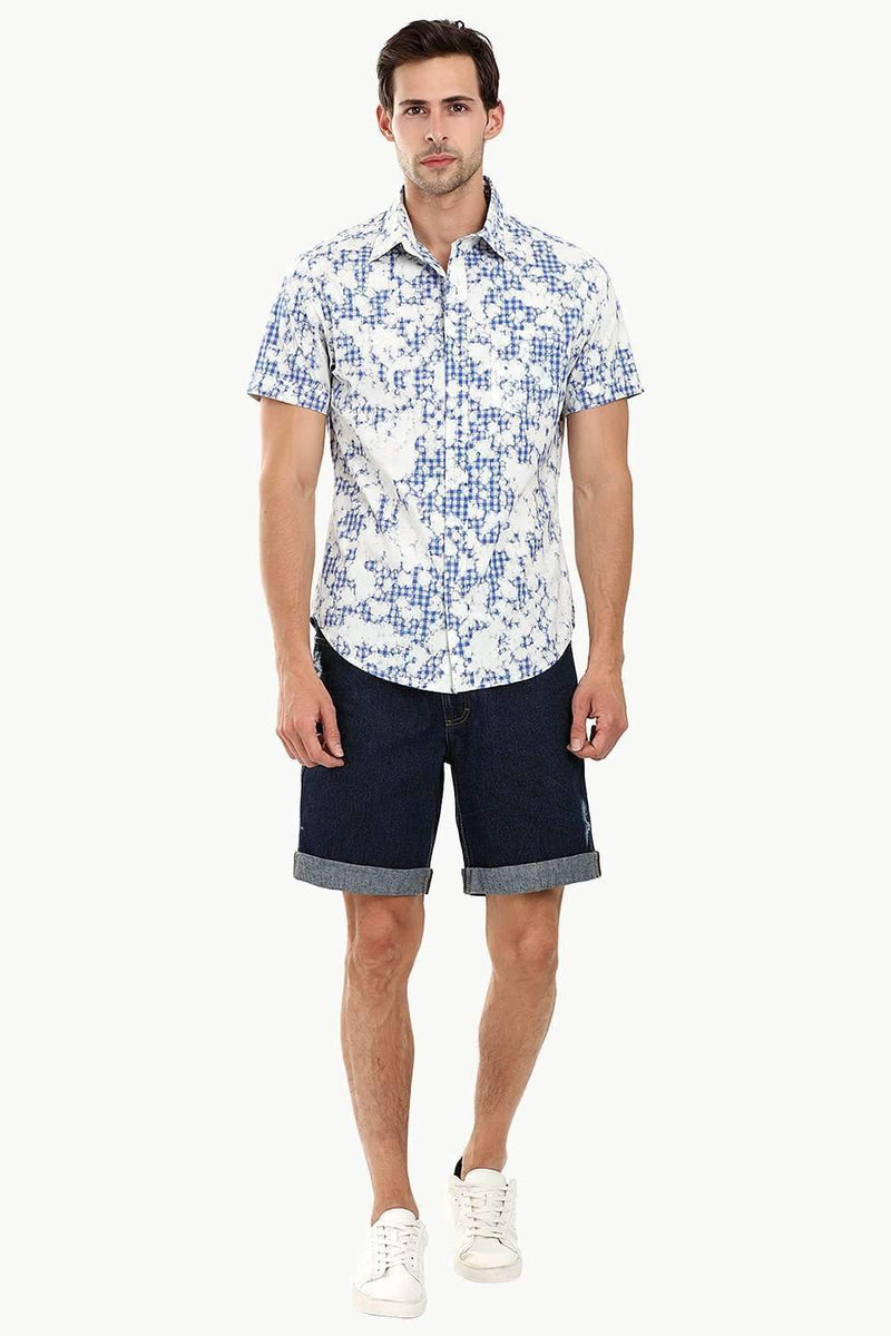 Men's Baby Blue Dyed Summer Shirt