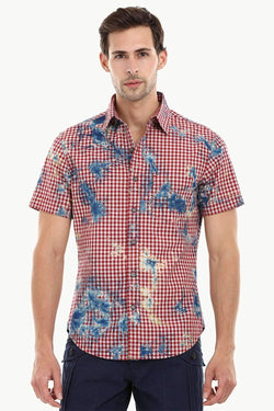 Men's Red Gingham Dyed Shirt
