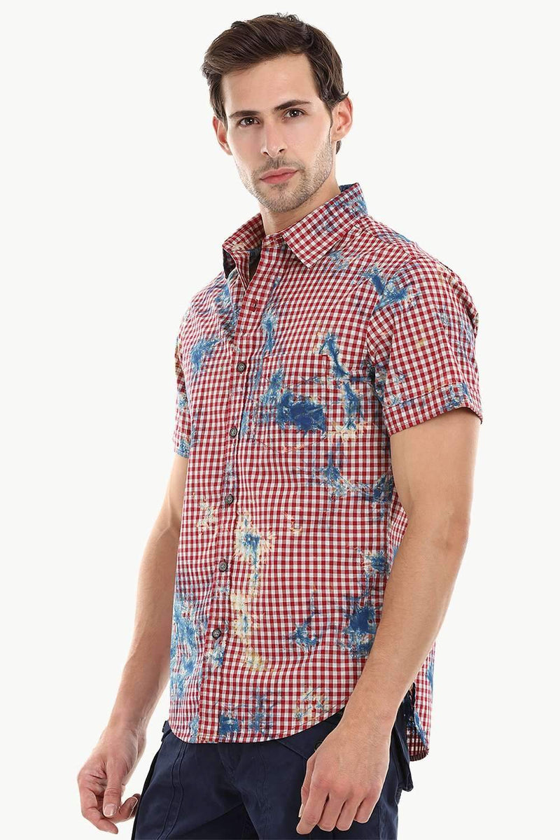 Men's Red Gingham Dyed Shirt