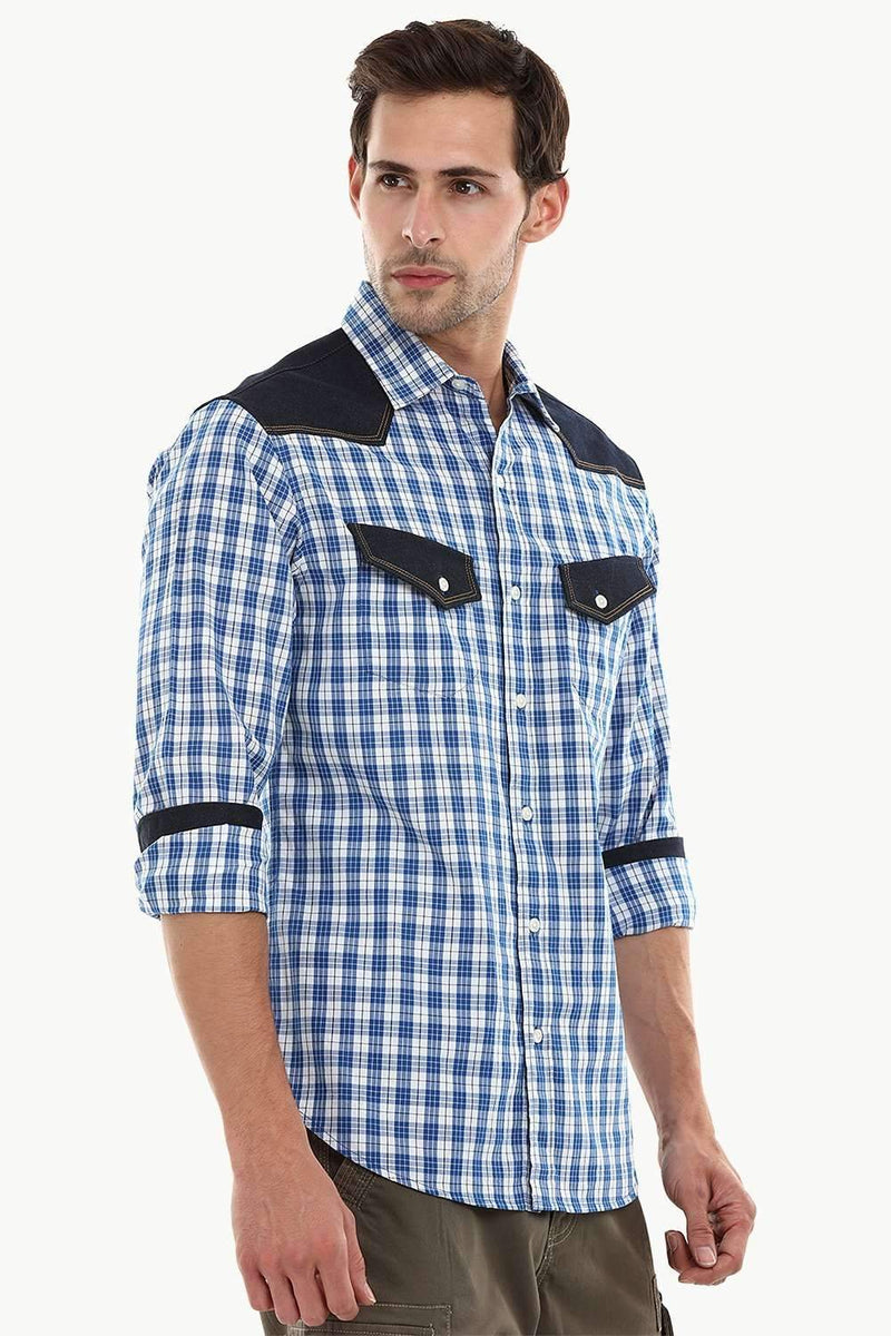 Casual Denim Plaid Check Shirt