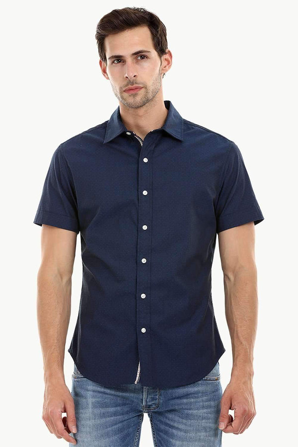 Men's Navy Ditsy Printed Shirt