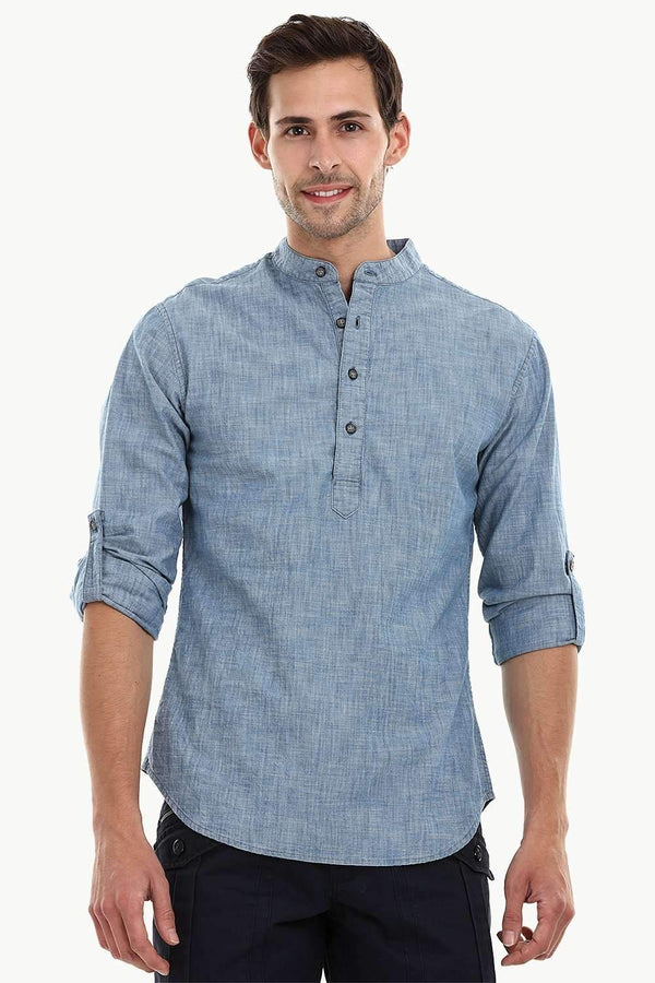 Men's Indigo Denim Short Kurta