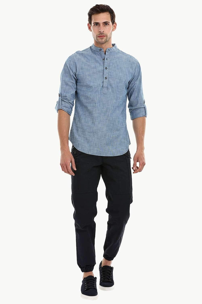 Men's Indigo Denim Short Kurta