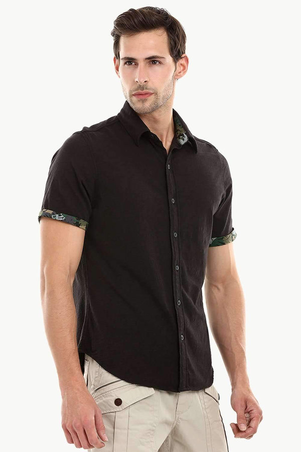 Men's Jet Black Casual Knit Shirt