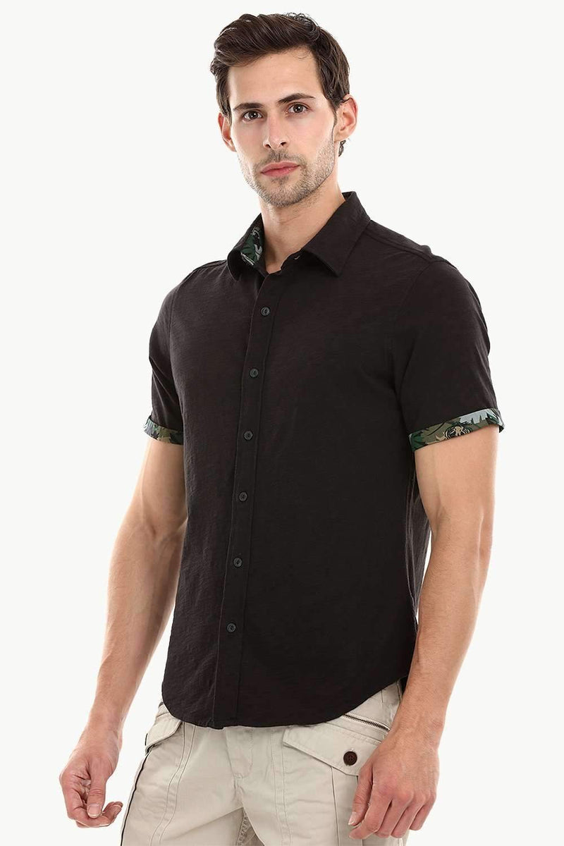 Men's Jet Black Casual Knit Shirt