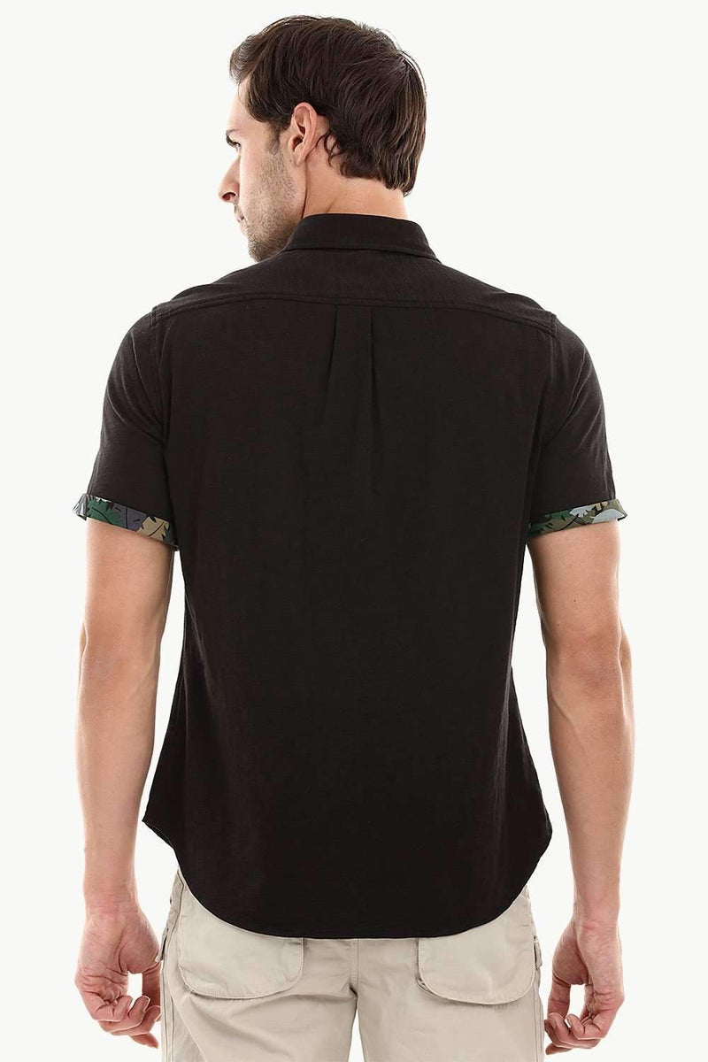Men's Jet Black Casual Knit Shirt