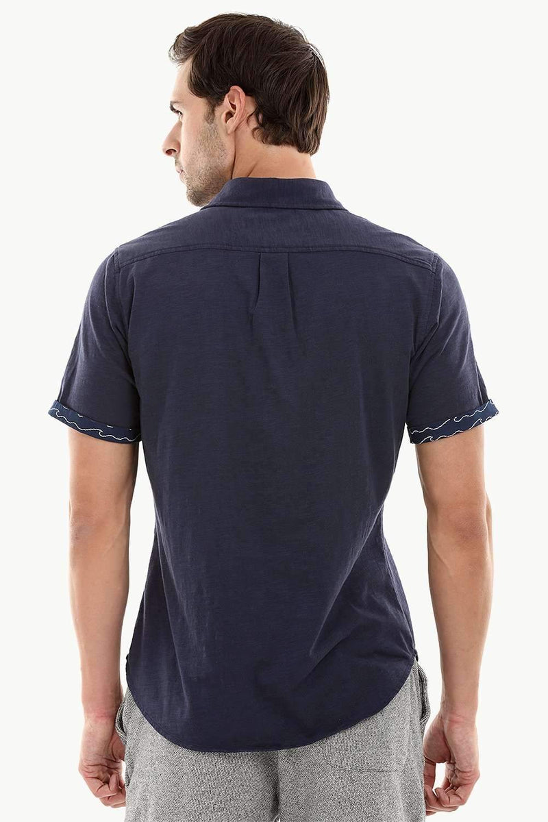 Men's Space Blue Casual Knit Shirt
