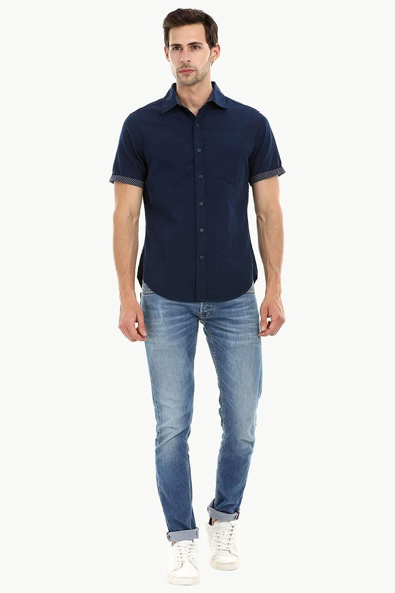 Men's Navy Casual Knit Shirt